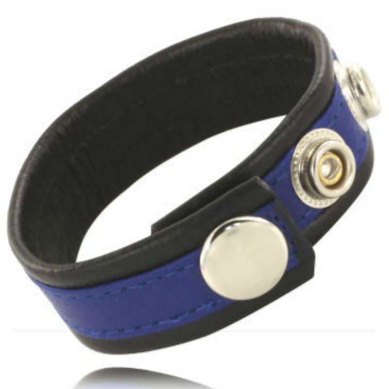 Leather Body - Sangle En Cuir Réglable Pour Pénis Bleu-Noir